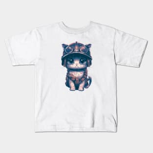 Funny soldier cat Kids T-Shirt